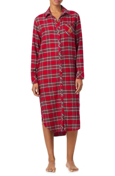 Ralph Lauren Lauren  Plaid Print Sleepshirt In Multi