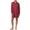 Ralph Lauren Lauren  Plaid Print Sleepshirt In Red