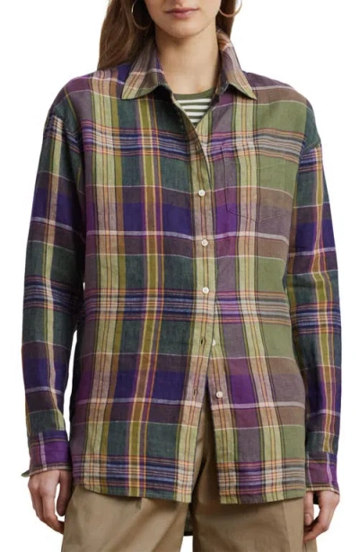 Ralph Lauren Lauren  Plaid Relaxed Fit Linen Button-up Shirt In Multi
