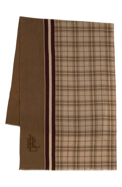 Ralph Lauren Lauren  Plaid Wool Scarf In Brown