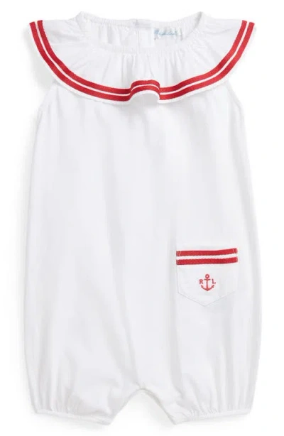 Ralph Lauren Babies' Lauren  Platter Collar Cotton Jersey Romper In White