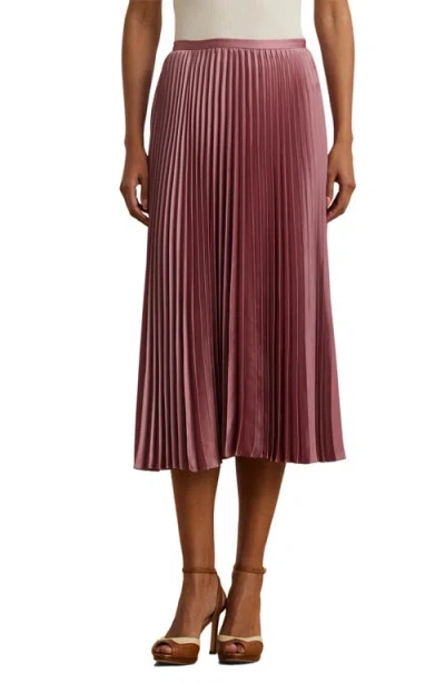 Ralph Lauren Lauren  Pleated Charmeuse Midi Skirt In Rose Mauve