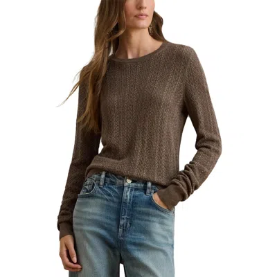 Ralph Lauren Womens Long Sleeves Pointelle Knit Sweater P Xs Xxl In Purple