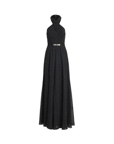 Ralph Lauren Lauren  Polka-dot Belted Georgette Halter Gown Woman Maxi Dress Black Size 8 Recycled Po