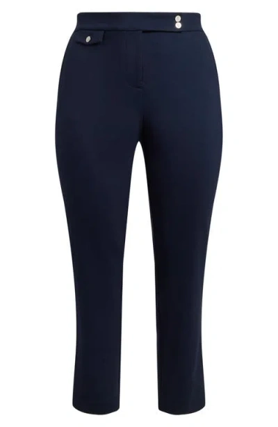 Ralph Lauren Lauren  Ponte Ankle Slim Straight Leg Pants In Blue