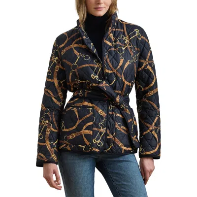 Ralph Lauren Lauren  Print Belted Quilted Jacket In Multi