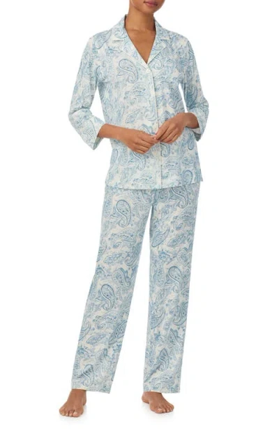Ralph Lauren Lauren  Print Cotton Blend Pajamas In Blue