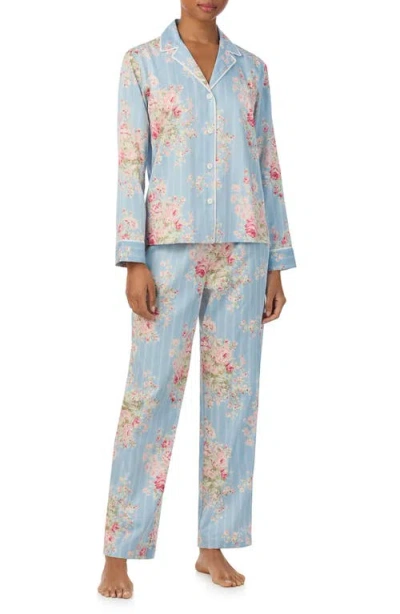 Ralph Lauren Lauren  Print Cotton Blend Pajamas In Blue