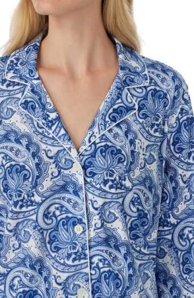 Ralph Lauren Lauren  Print Cotton Blend Pajamas In Blue