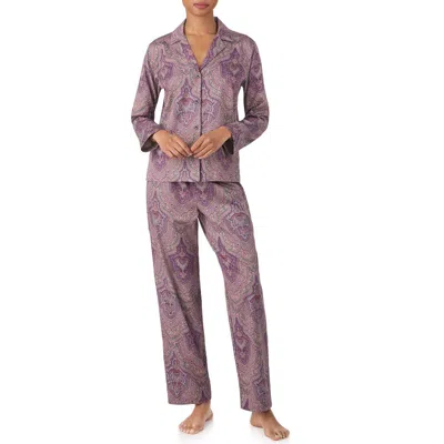 Ralph Lauren Lauren  Print Cotton Blend Pajamas In Gray