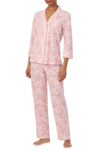 Ralph Lauren Lauren  Print Cotton Blend Pajamas In Pink