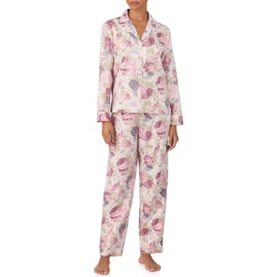 Ralph Lauren Lauren  Print Cotton Blend Pajamas In Pink