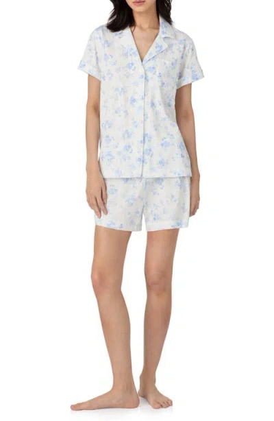 Ralph Lauren Lauren  Print Cotton Blend Short Pajamas In Blue Floral