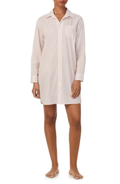 Ralph Lauren Lauren  Print Cotton Blend Sleepshirt In Pink