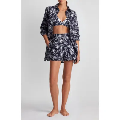 Ralph Lauren Lauren  Print Cotton Voile Shirt & Shorts Cover-up Set