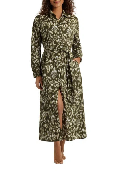 Ralph Lauren Lauren  Print Midi Cover-up Shirtdress In Green