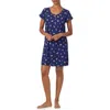 Ralph Lauren Lauren  Print Short Sleeve Nightgown In Blue