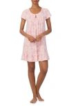 Ralph Lauren Lauren  Print Short Sleeve Nightgown In Pink