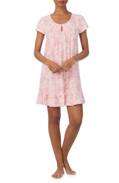 Ralph Lauren Lauren  Print Short Sleeve Nightgown In Pink