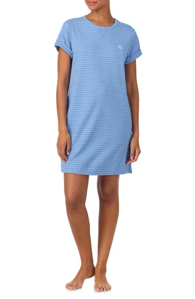 Ralph Lauren Lauren  Print Short Sleeve Sleep Shirt In Blue