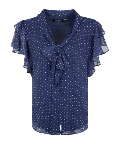 Ralph Lauren Lauren  Prugan Short Sleeve Blouse In Blue