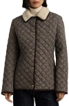 Ralph Lauren Lauren  Quilted Blazer With Faux Shearling Lining In Brown
