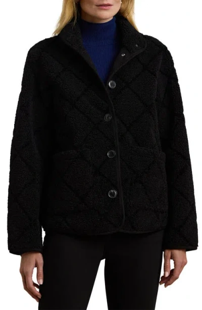 Ralph Lauren Lauren  Quilted Faux Shearling Jacket In Black