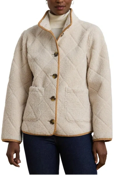 Ralph Lauren Lauren  Quilted Faux Shearling Jacket In Neutral