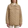 Shop Ralph Lauren Lauren  Quilted Shirt Jacket In Sand