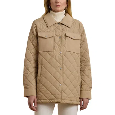 Ralph Lauren Lauren  Quilted Shirt Jacket In Sand