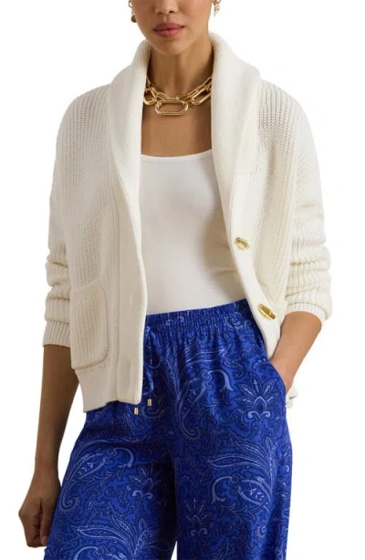 Ralph Lauren Plus Size Rib-knit Shawl-collar Toggle Cardigan In Neutral