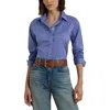 Ralph Lauren Women's End On End Kott Long Sleeve Relaxed Fit Shirt In Blue