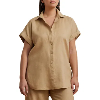 Ralph Lauren Lauren  Relaxed Fit Linen Button-up Shirt In Birch Tan