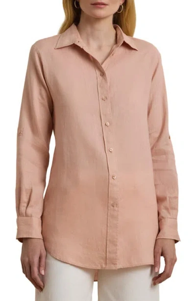 Ralph Lauren Lauren  Relaxed Fit Linen Button-up Shirt In Sunrise Blush