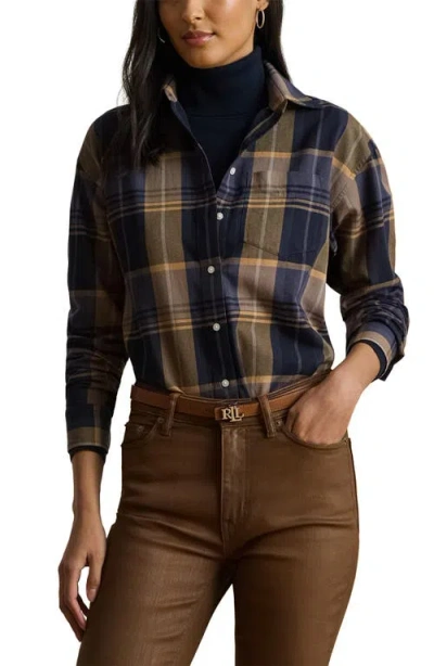 Ralph Lauren Lauren  Relaxed Fit Plaid Cotton Button-up Shirt In Multi