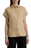 Ralph Lauren Petite Dolman Sleeve Linen Top In Brown