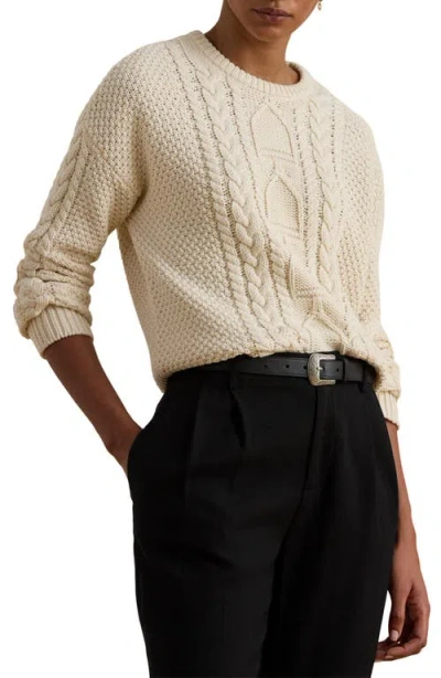 Ralph Lauren Lauren  Rexden Cable Stitch Sweater In Brown