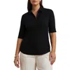 Ralph Lauren Lauren  Rib Polo Sweater In Black