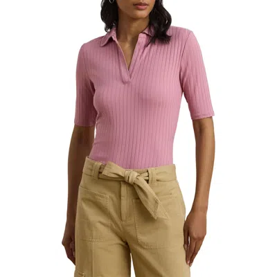 Ralph Lauren Lauren  Rib Polo Top In Pink