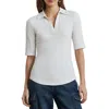 Ralph Lauren Women's Rib-knit Elbow-sleeve Polo Tee In White