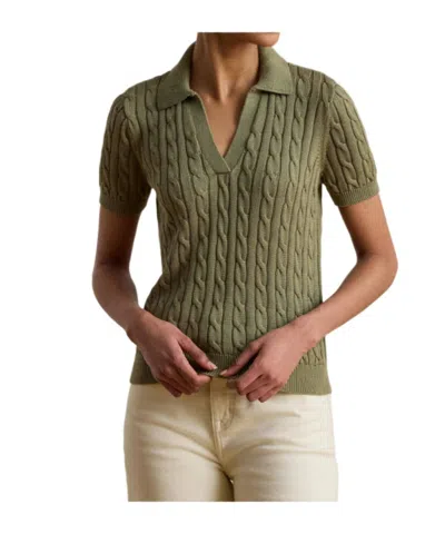 Ralph Lauren Cable-knit Short-sleeve Sweater In Green