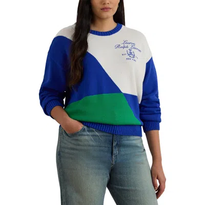 Ralph Lauren Lauren  Riednee Colorblock Sweater In Blue