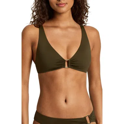 Ralph Lauren Lauren  Ring Bikini Top In Green