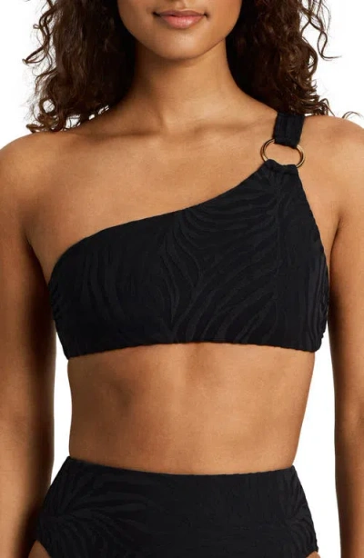 Ralph Lauren Lauren  Ring One-shoulder Bikini Top In Black