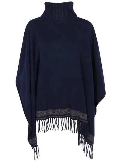 Ralph Lauren Lauren  "ruana" Poncho In Blue