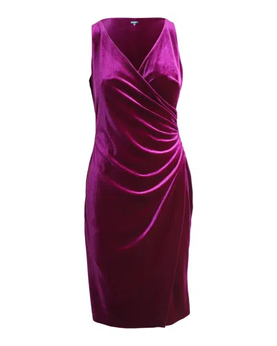 Polo Ralph Lauren Lauren Ralph Lauren Ruched Wrap-effect Velvet Sleeveless Dress In Purple Polyester In Pink