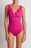 Ralph Lauren Lauren  Ruffle Surplice One-piece Swimsuit