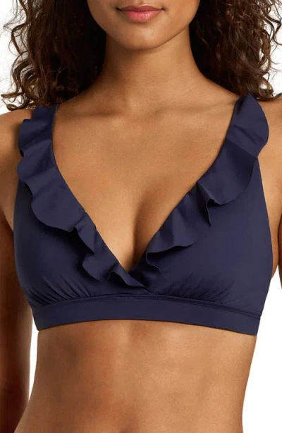 Ralph Lauren Lauren  Ruffle Underwire Bikini Top In Blue