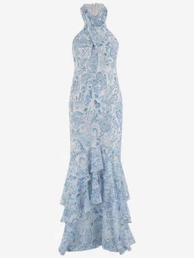 Ralph Lauren Paisley-print Ruffled Maxi Dress In Blue