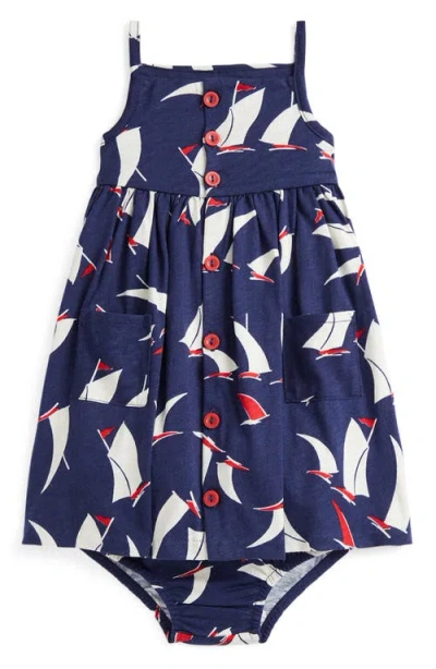 Ralph Lauren Babies'  Sailboat Print Cotton Sundress & Bloomers Set In Art Deco Sails